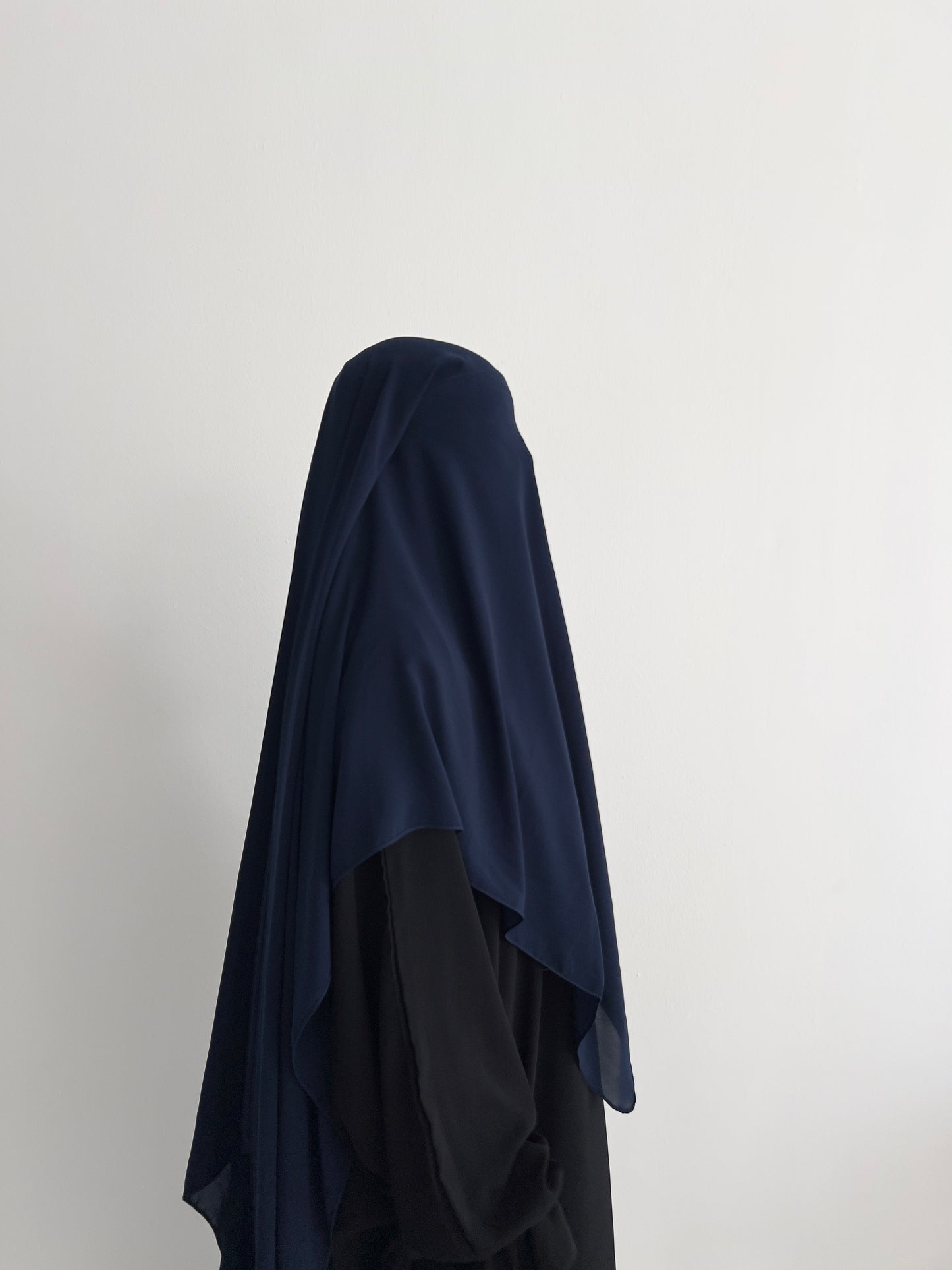 Long 3 layer niqab (nose string) - Navy