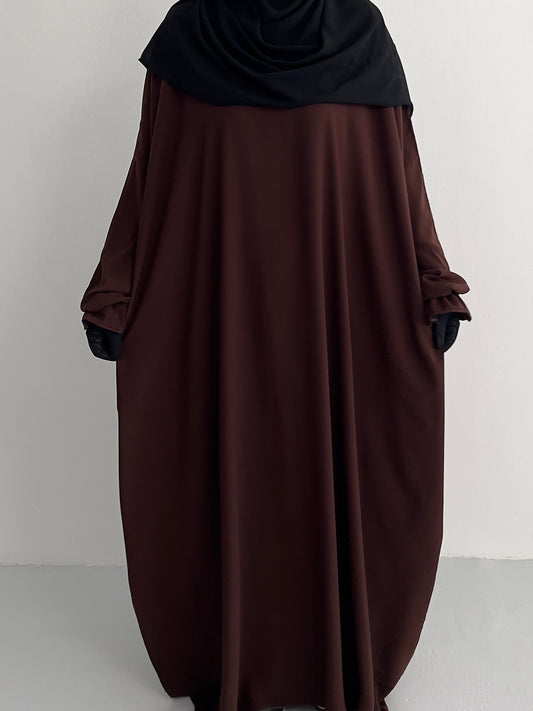 Batwing Abaya - Dark brown
