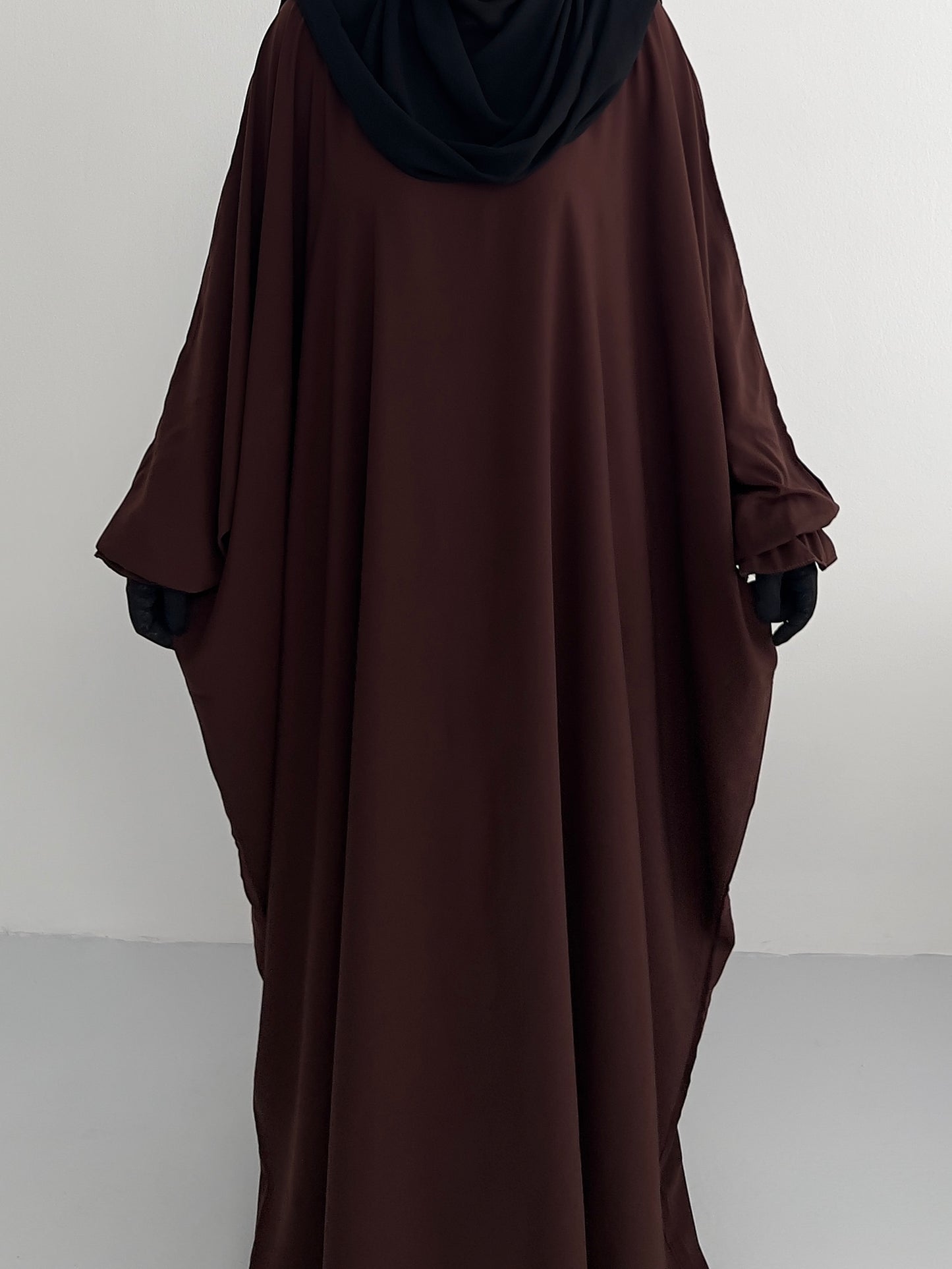 Batwing Abaya - Dark brown