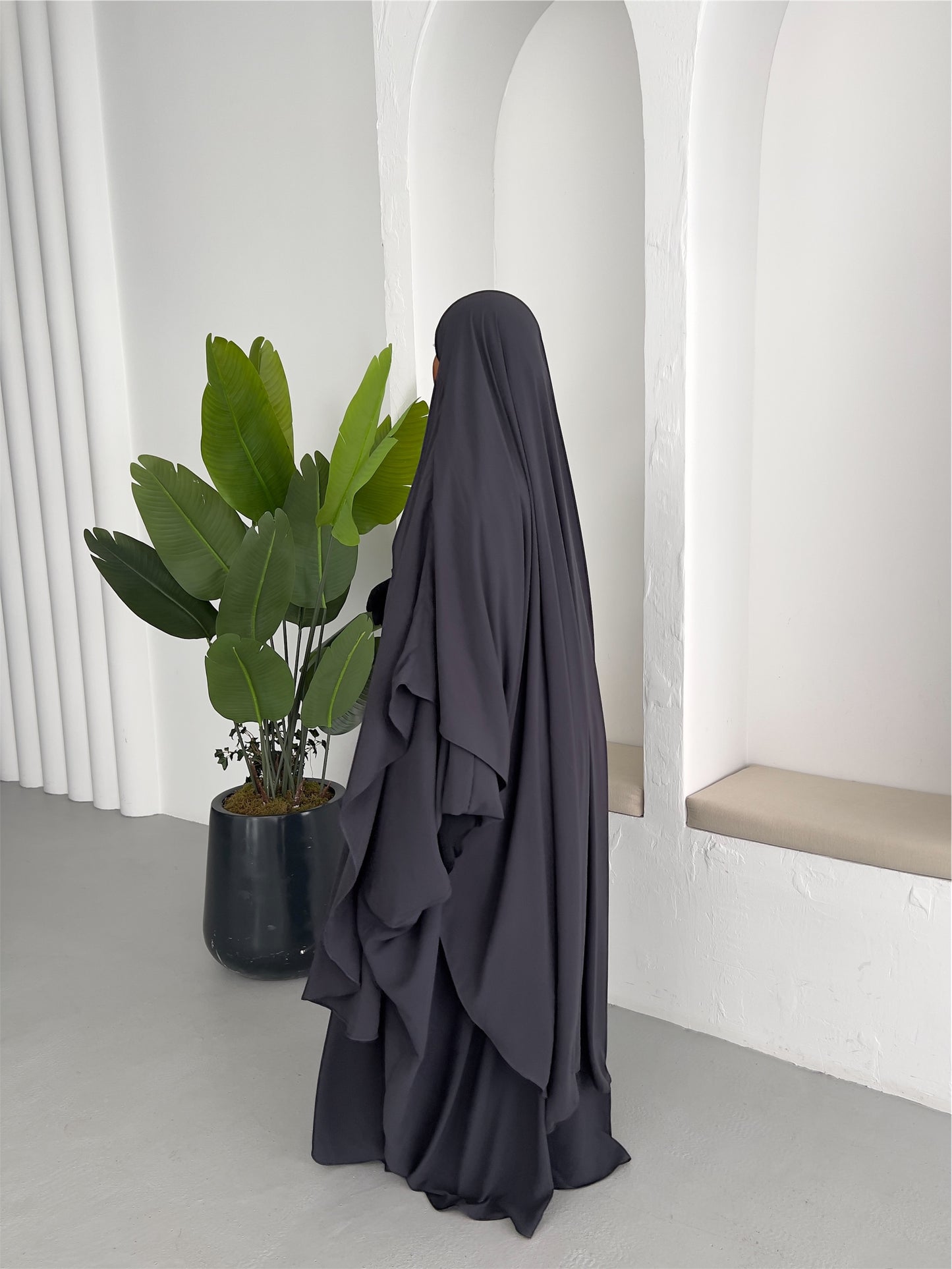 Batwing Abaya - Charcoal Grey