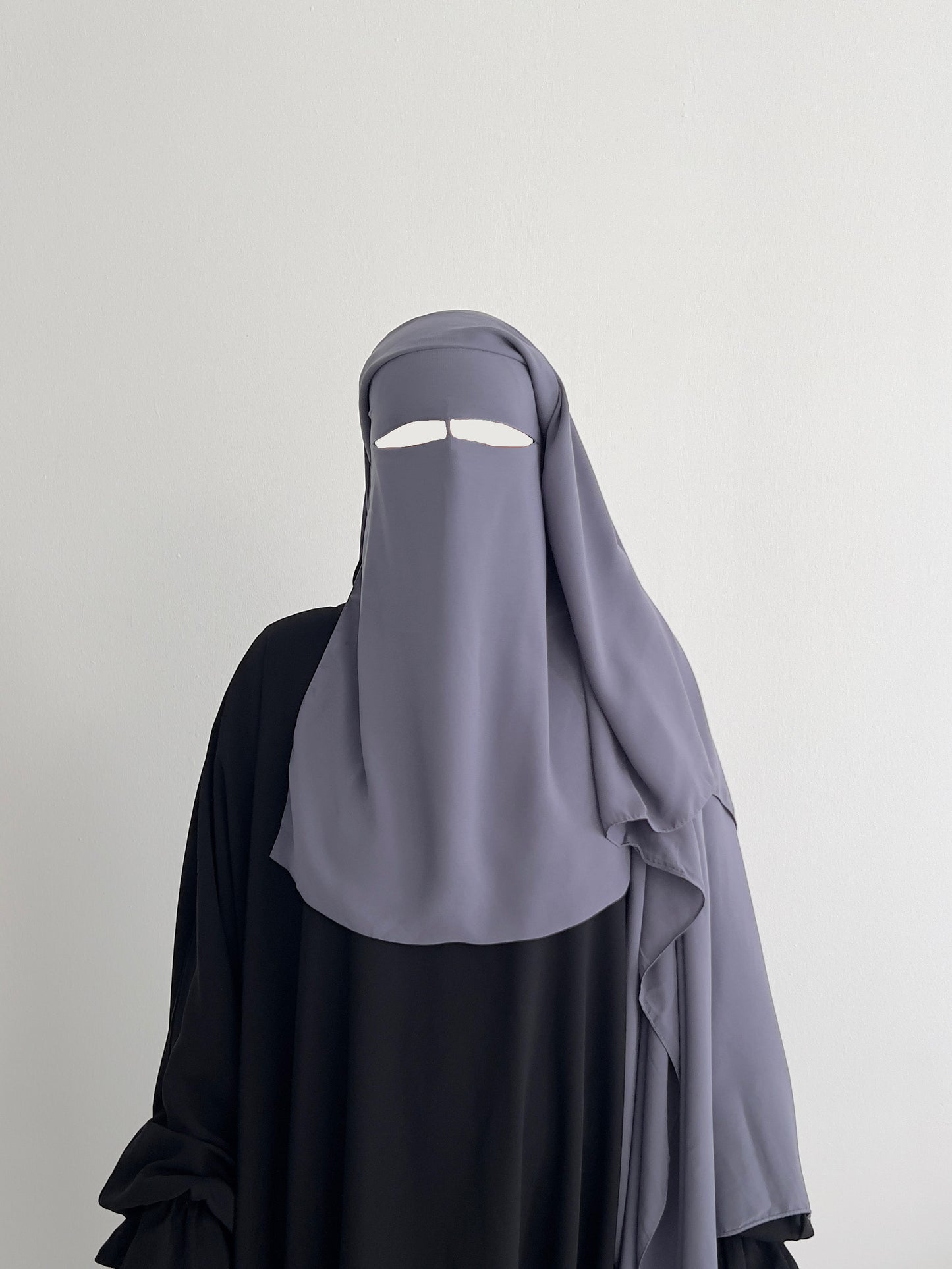 Long 3 Layer Niqab (nose string) - Grey