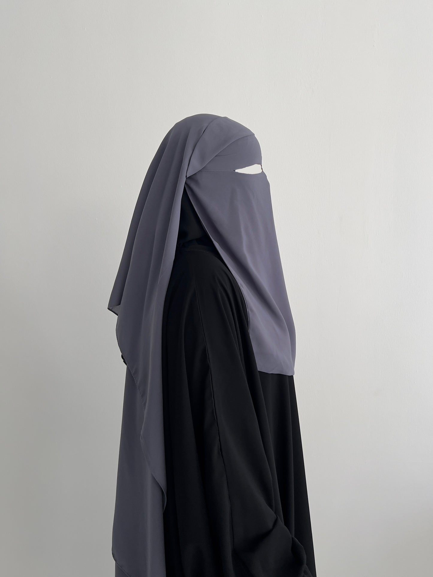 Long 3 Layer Niqab (nose string) - Grey