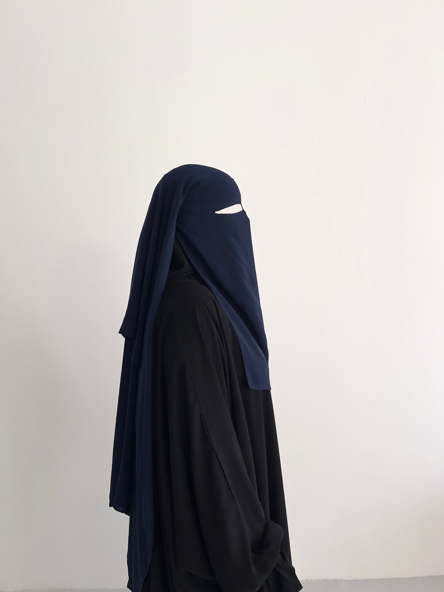 Long 3 layer niqab (nose string) - Navy