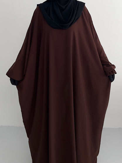 Batwing Abaya - Dark brown