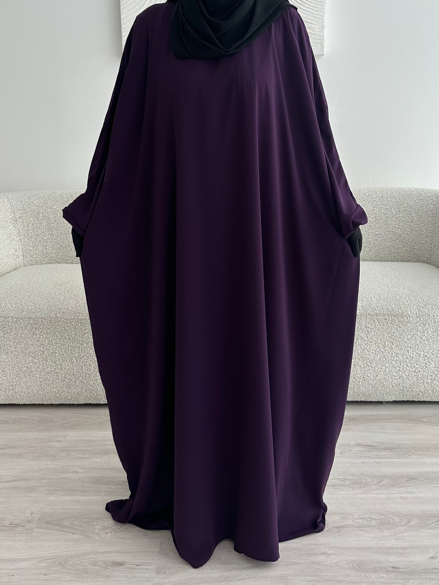 Batwing Abaya - Dark Plum