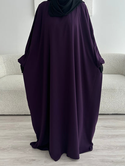 Batwing Abaya - Dark Plum