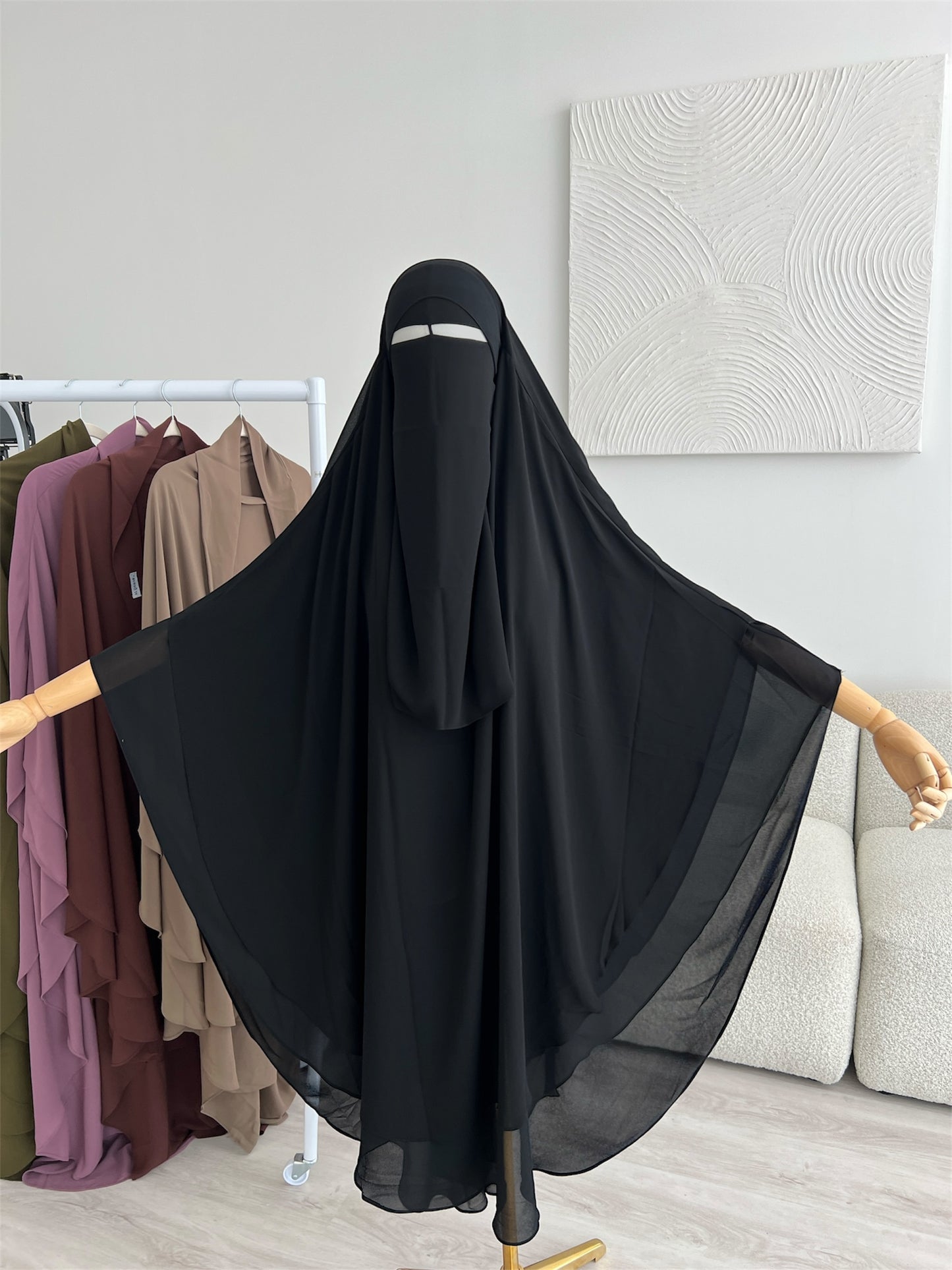 Maxi Chiffon Khimar - Black