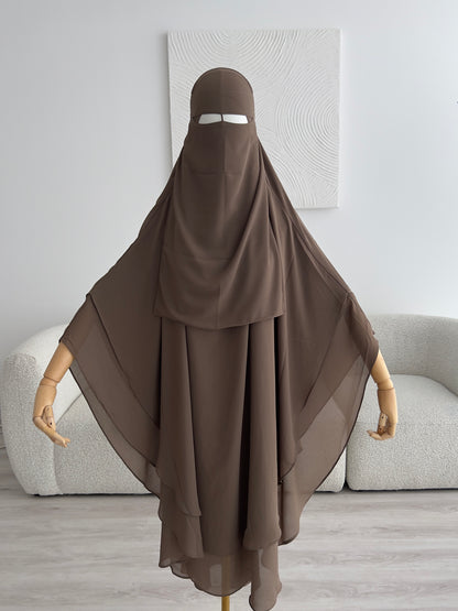 Maxi Chiffon Khimar - Taupe