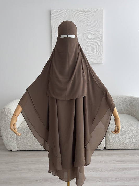 Maxi Chiffon Khimar - Taupe