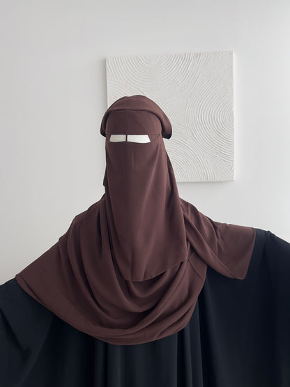 Flap Niqab Set - Dark Brown