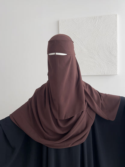Flap Niqab Set - Dark Brown