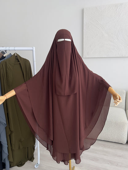Maxi Chiffon Khimar - Dark Brown