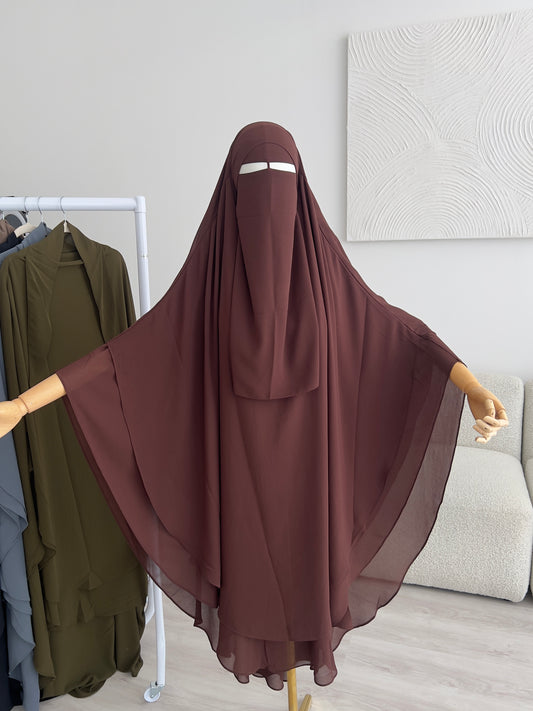 Maxi Chiffon Khimar - Dark Brown