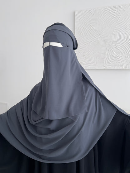 Flap Niqab Set - Grey