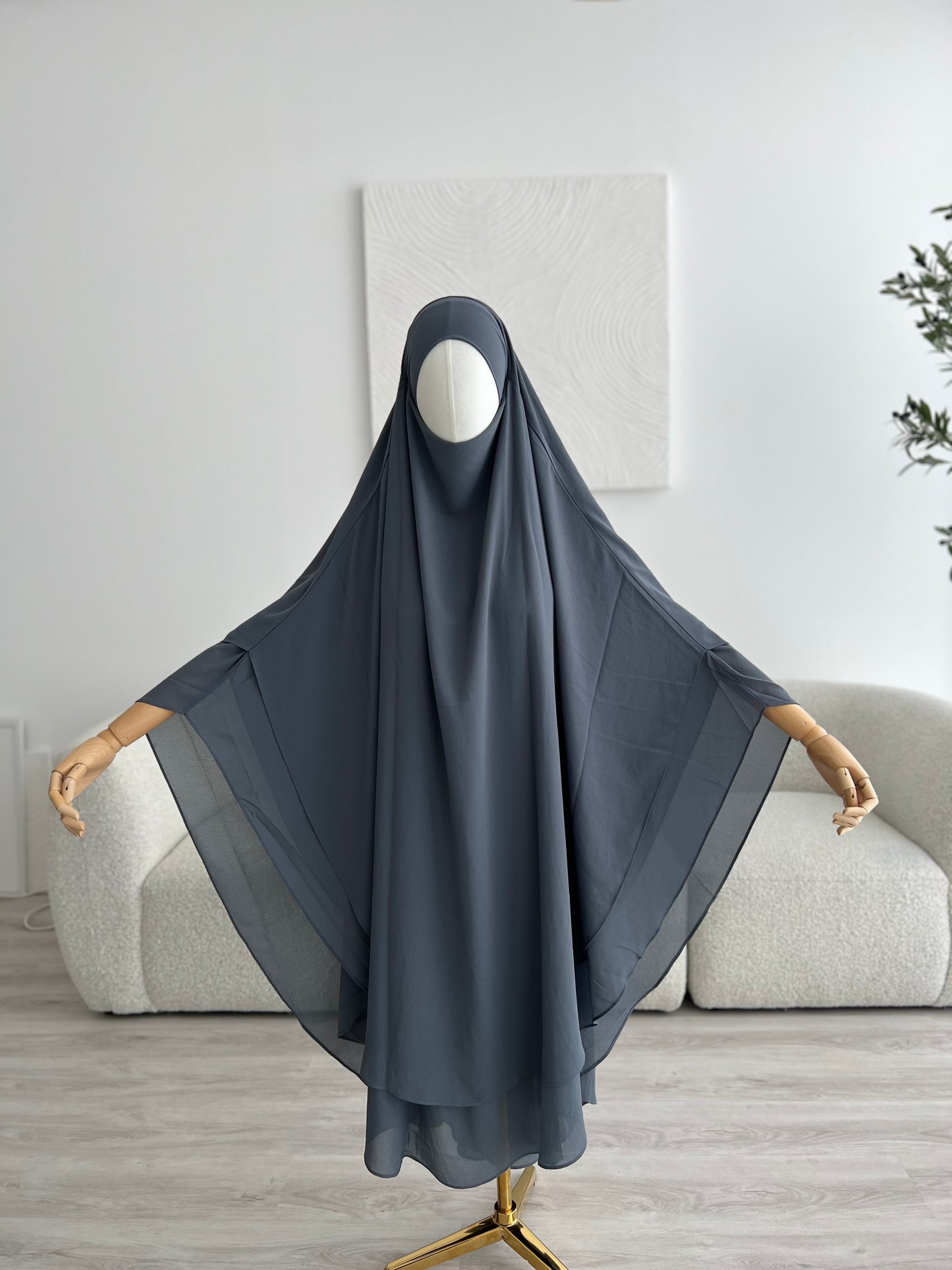 Maxi Chiffon Khimar - Grey
