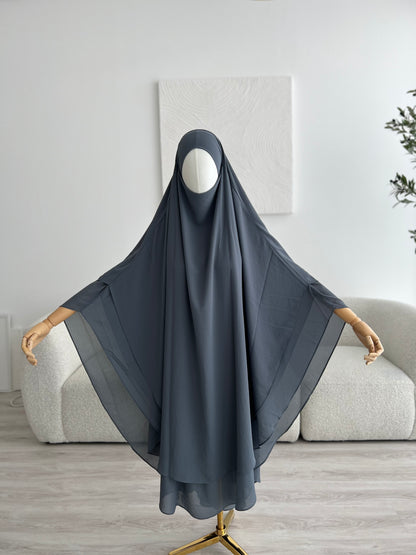 Maxi Chiffon Khimar - Grey