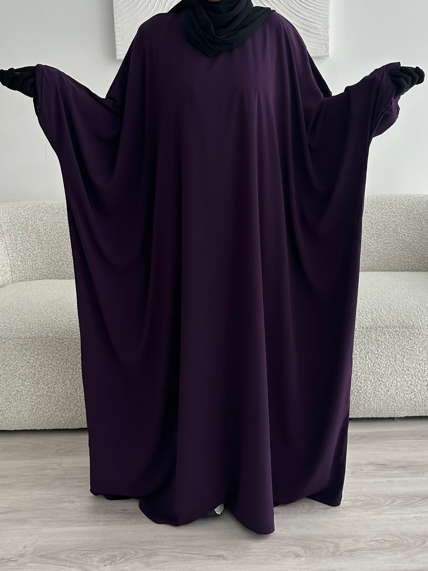 Batwing Abaya - Dark Plum