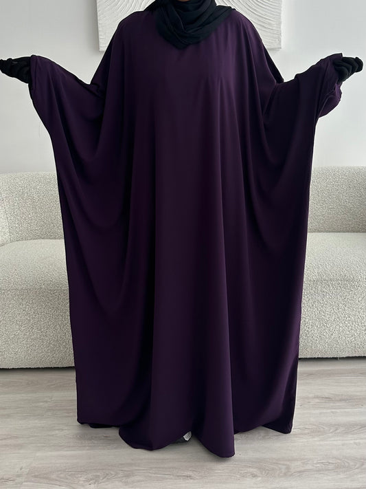 Batwing Abaya - Dark Plum