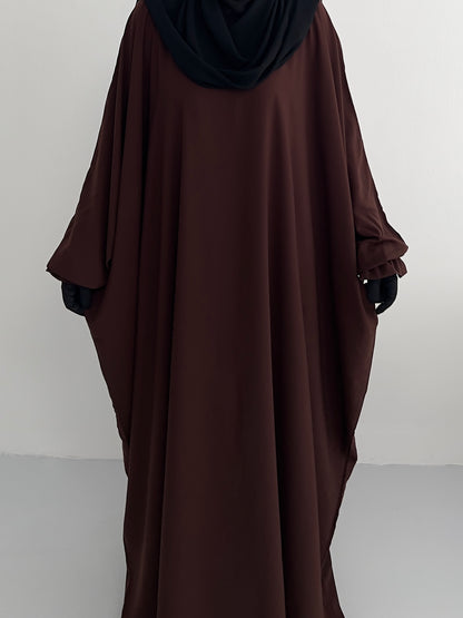 Batwing Abaya - Dark brown