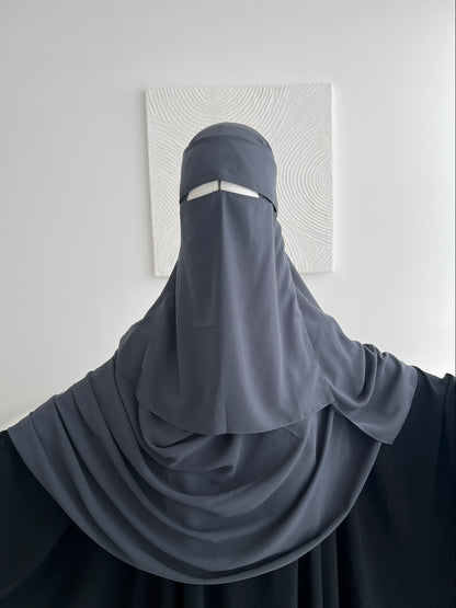 Flap Niqab Set - Grey