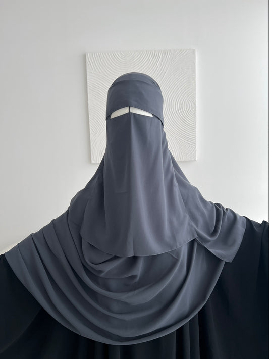 Flap Niqab Set - Grey