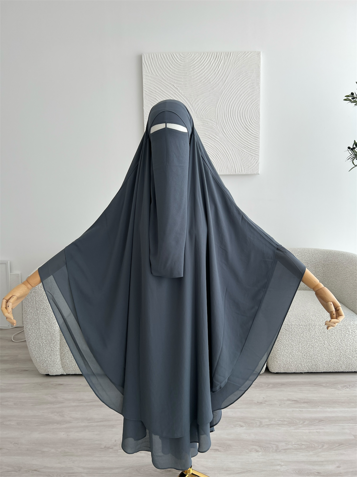 Maxi Chiffon Khimar - Grey