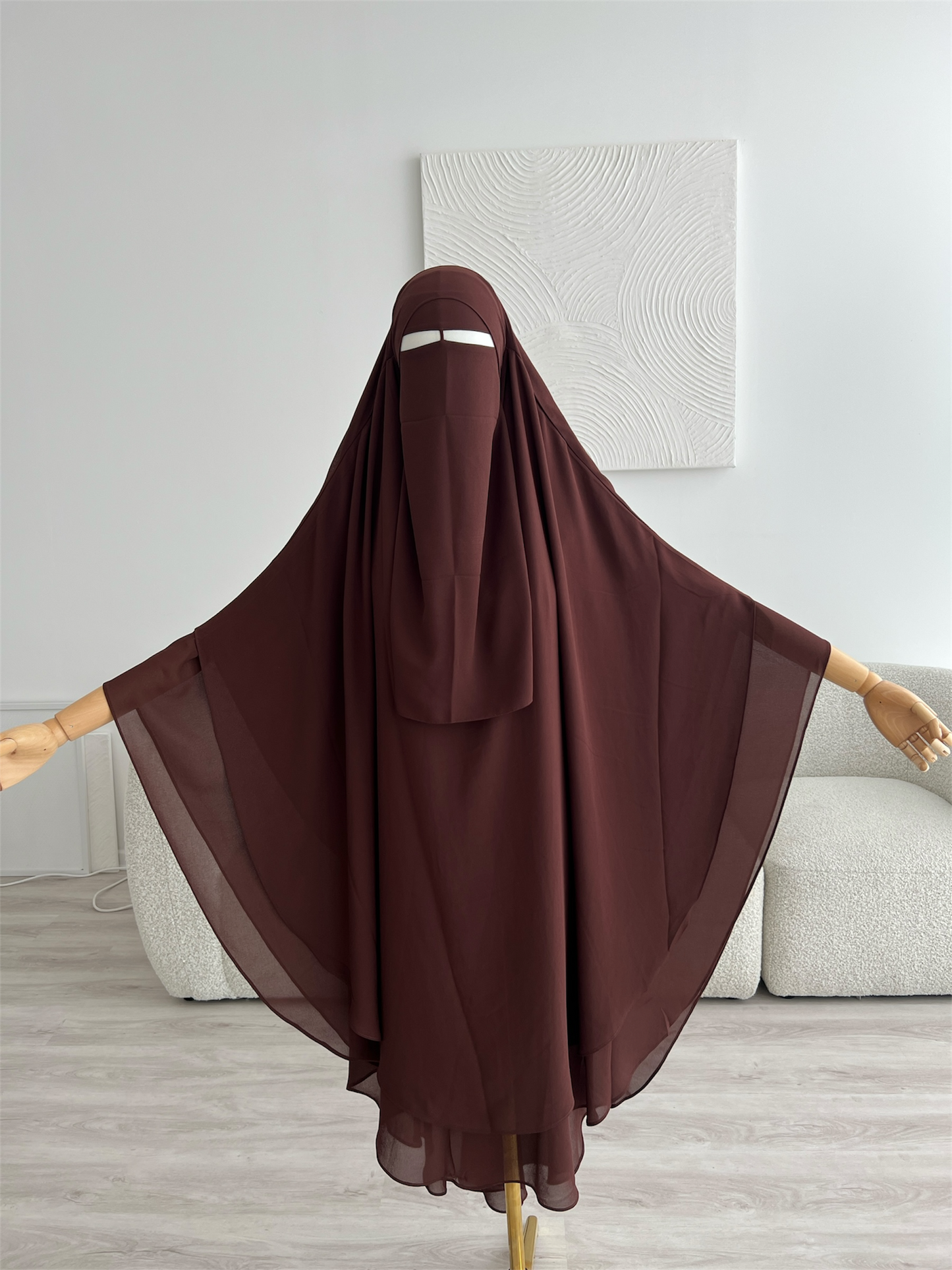 Maxi Chiffon Khimar - Dark Brown