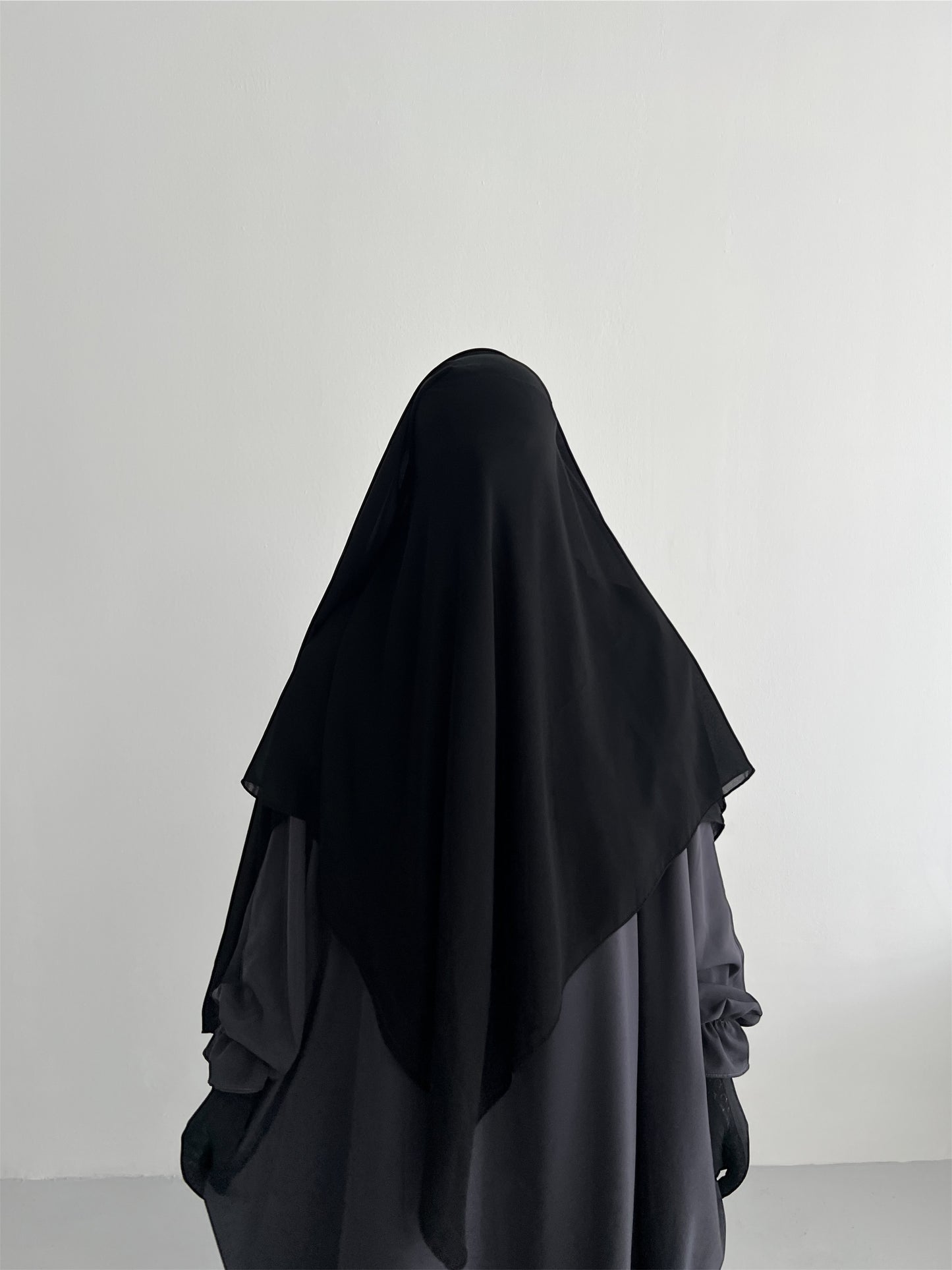 Long 3 layer niqab (nose string) - Black